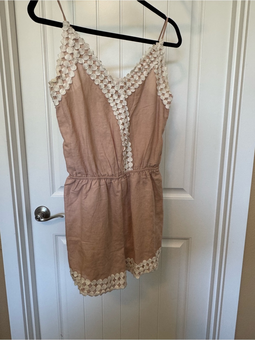Peach Love California Blush Pink Lace-Accent Romper
